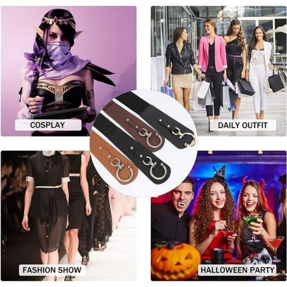 𝅺women's Fashion Vintage Wide Elastic Stretch Waist Belt, Black - Picture 5 of 5